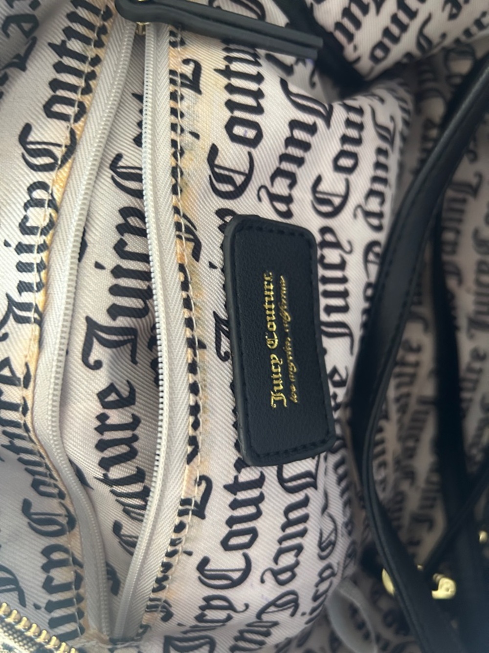 Juicy Couture Black and Cream Logo Dome Satchel EUC strap inside - Picture 7 of 7